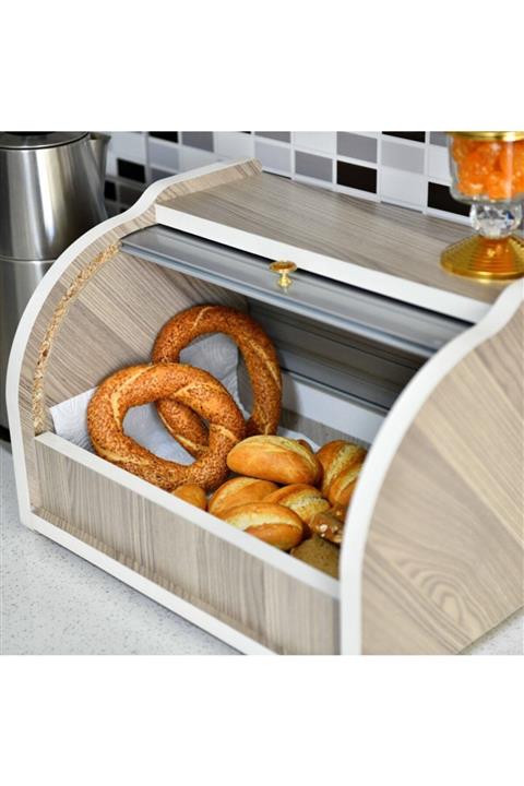 arvenlive Ahşap Sürgülü Şık Tezgah Üstü Ekmeklik, Ekmek Sepeti, Ekmek Kutusu