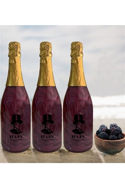 Lüpen Alkolsüz Simli Böğürtlen Aromalı Gazlı Içecek 750 Ml 3 Adet