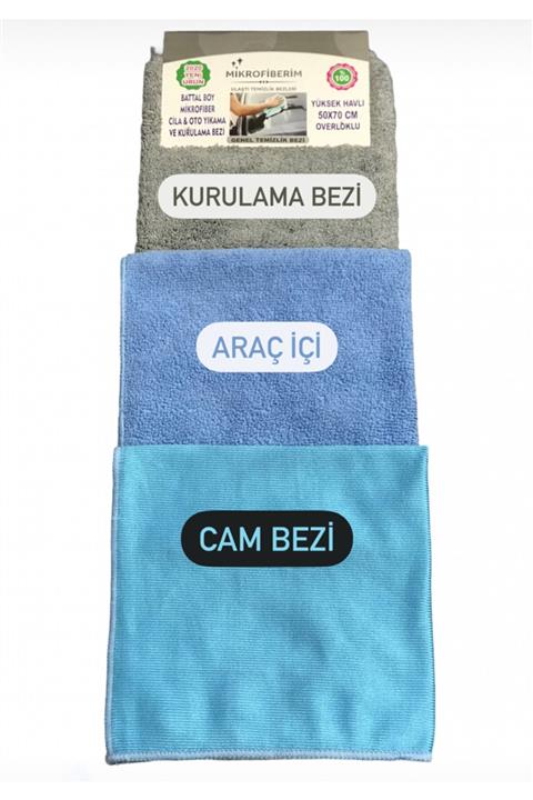 Mikrofiberim 3'lü Efsane Mikrofiber Araç Kurulama Ve Temizlik Paketi