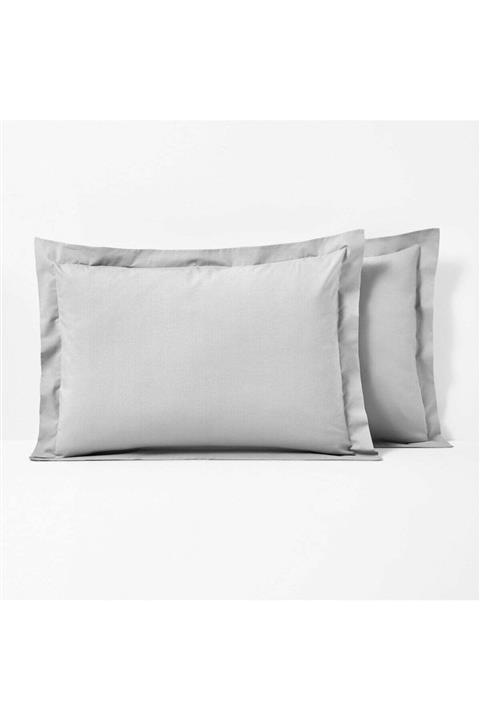 Maki %100 Pamuklu 2 Adet 50x70 Volanlı Yastık Kılıfı Seti (4 Tarafında +5cm Volan Vardır) , Açık Gri