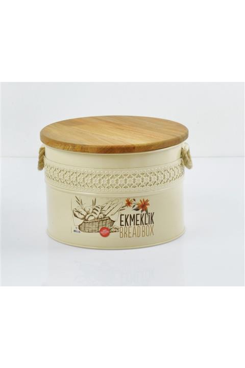 Yıldıray Metal Metal Yuvarlak Ahşap Kapaklı Ekmeklik
