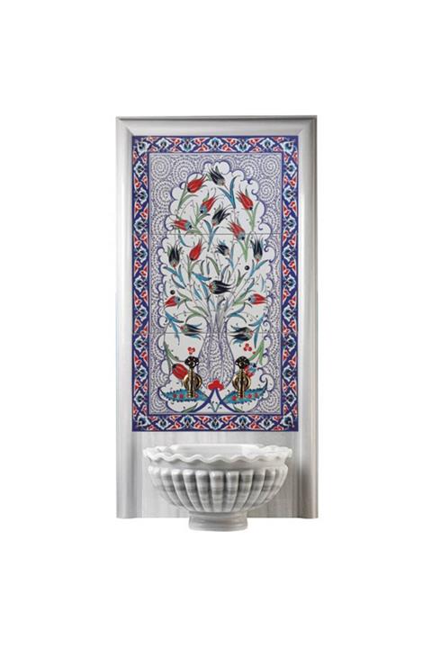 Armada Çini 60x90 Cm Lalezar Desen Kütahya Çini Türk Hamamı Pano