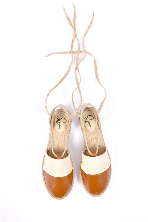 Su Espadril Espadril Sandy Ekru/taba Düz Keten Ayakkabı