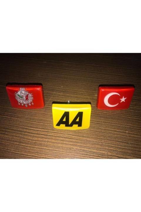 CMS OTO AKSESUAR Bayrak - Aa -tuğra 3'lü Panjur Arması - Türk Bayrağı - Aa - Osmanlı Tuğrası Panjur Arması Set - Arma