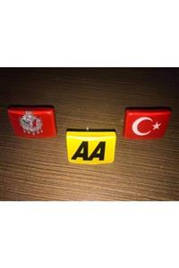 CMS OTO AKSESUAR Bayrak - Aa -tuğra 3'lü Panjur Arması - Türk Bayrağı - Aa - Osmanlı Tuğrası Panjur Arması Set - Arma