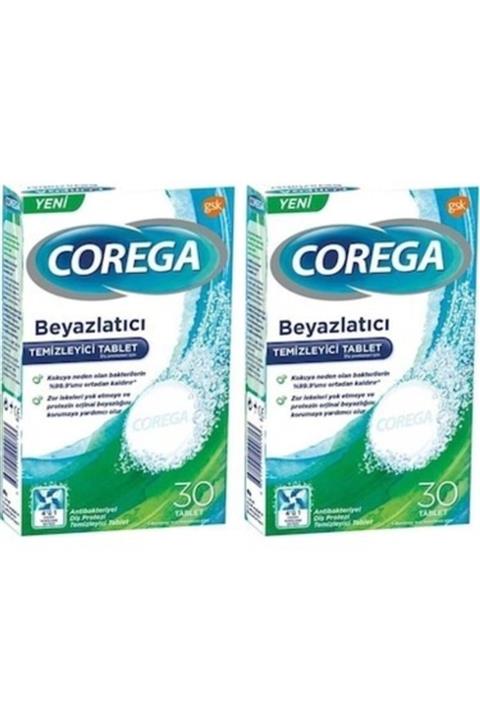 Corega Beyazlatıcı Diş Protezi Temizleyici 30 Tablet 2 Adet