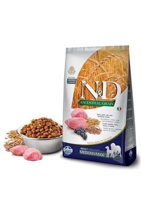 N&D Düşük Tahıllı Kuzu Etli Yaban Mersinli Orta ve  Büyük Irk Yetişkin Köpek Maması 12 kg