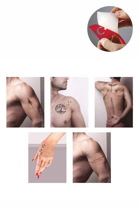ONE SPRAY TATTOO Ağaç Ve Kanat Geçici Dövme Seti Dark Sprey Ve 5 Desen
