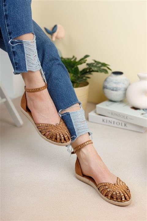 Favi Taba Süet Taş Detaylı Günlük Espadril