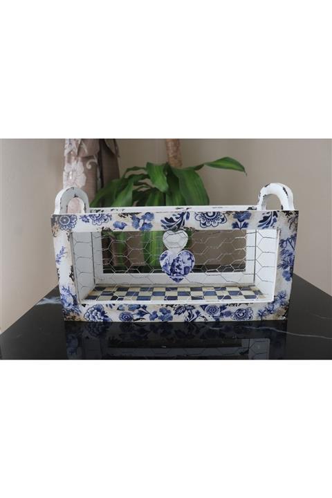 MAVİ KELEBEK TASARIM Ahşap Telli Sepet & Havluluk