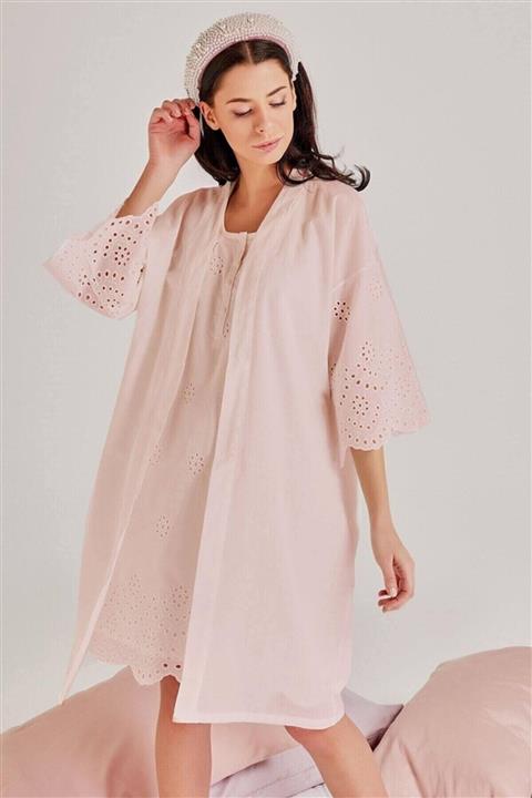 Magic Form Lohusa Pamuklu Pudra Gecelik Sabahlık Takım 30108