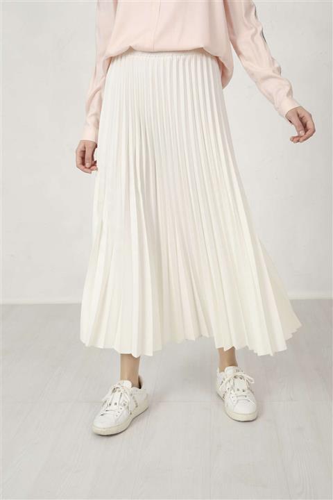 Moodbasic Pliseli Etek Ekru