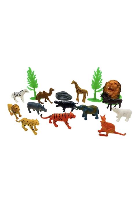 toysandmore Kutup Ayısı Kanguru Geyik Aslan Zebra Vahşi Hayvan Seti Mini 15 Parça