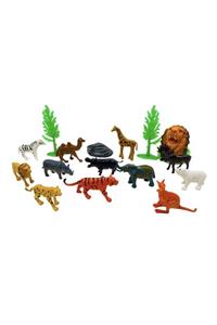 toysandmore Kutup Ayısı Kanguru Geyik Aslan Zebra Vahşi Hayvan Seti Mini 15 Parça