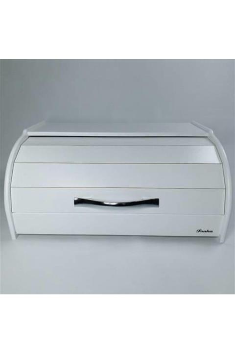 İstoç Türk Beyaz Ahşap Ekmek Sepeti 39x18x24cm Alüminyum Oval Saplı Ekmeklik