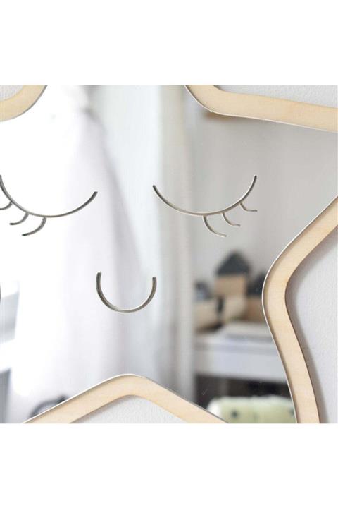 Sanat Ahşap Tasarım Atölyesi Yıldız Ayna Çocuk Odası Dekoru Kırılmaz Ahşap Süsleme
