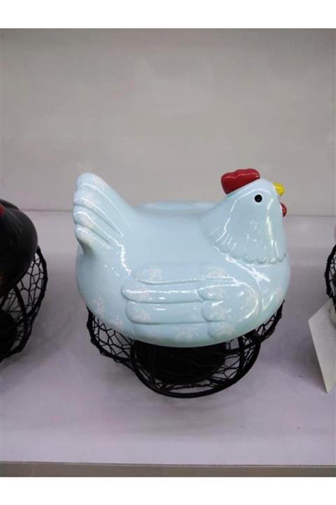 çilekev Tavuk Figürlü Mavi Yumurta Saklama Sepeti 20 Cm