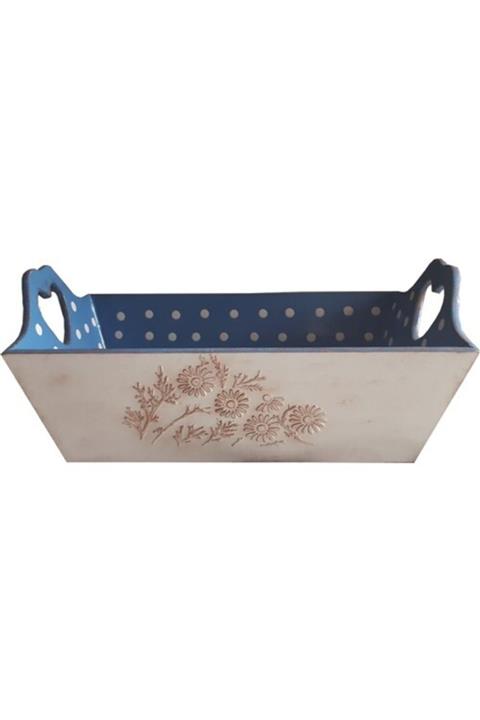 Ahşap Life El Işçiliği Mavi Mdf Ekmek Sepeti