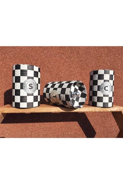 MR AJ Metal Çok Amaçlı Kavanoz Baharatlık 3 Lü Set Tea Sugar Coffee