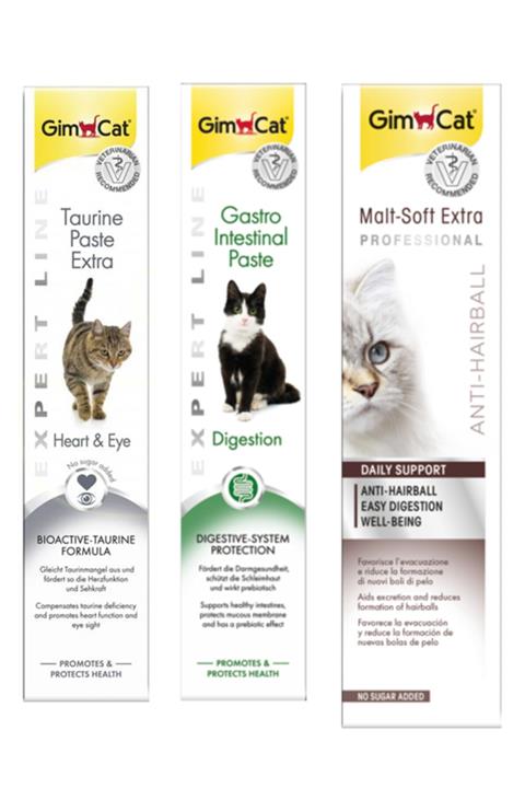 Gimcat Taurine 50gr + Gastro 50gr + Anti-hairball Malt 100gr Paste Kedi Macunları