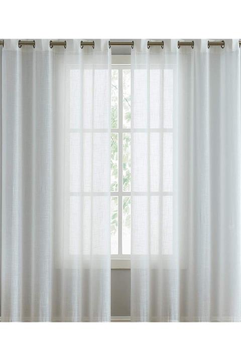 farbateks Krem Keten Rustik Tül Perdesi Kuşgözü Perde Rustik Tül Perde