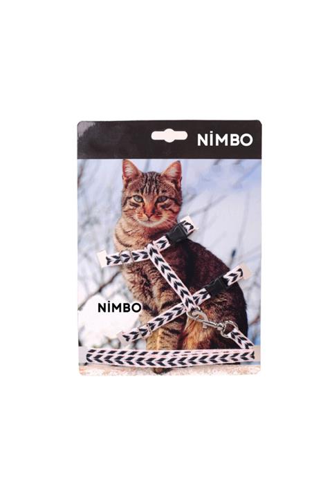 NİMBO Ayarlanabilir Özel Şerit Desenli Kedi Göğüs Tasması Ve Gezdirme Seti