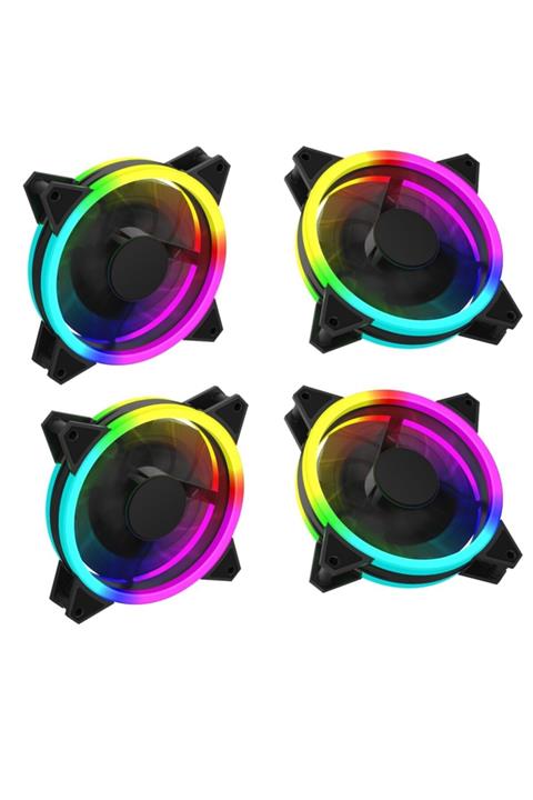 DTS Teknoloji (4 Adet ) J-tech J-892 Rgb Rainbow Gökkuşağı 12cm Kasa Geniş Fan