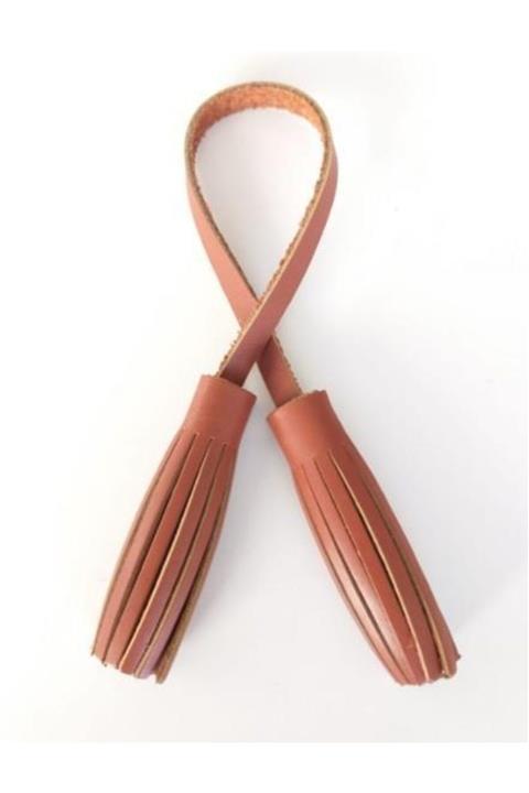 angel çanta aksesuar Taba Deri Ikili Düz Püskül