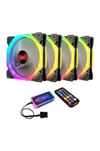 Cool Moon Coolmoon 4x12cm Rgb 6 Pin Işıklı Renkli Rainbow Kasa Fanı Seti Kit Kontrol Ünitesi Kumandalı