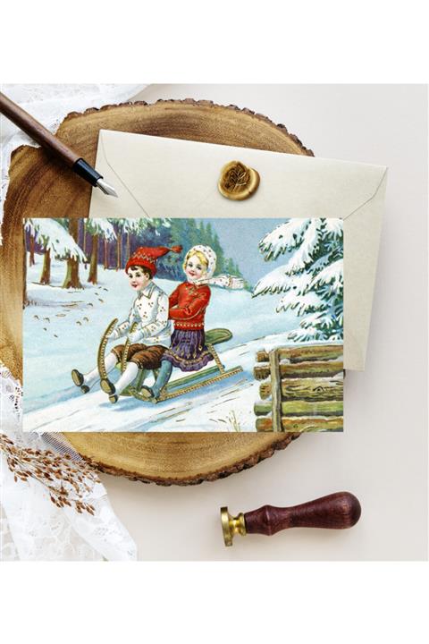 Kartpostal Kutusu 5'li Kartpostal  Kar Kızağı
