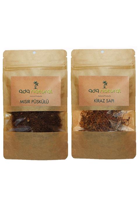 Ada Natural Kiraz Sapı 50 Gr. Mısır Püskülü 50 Gr. Detoks Çayı, Yaz Kürü