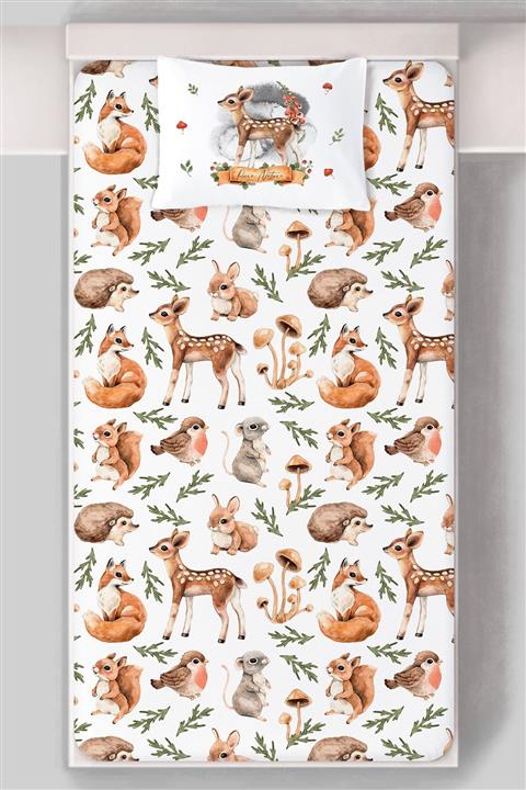 Tuğba Kuğu Unisex Çocuk Beyaz Pamuk Saten Lastikli Çarşaf Seti 90x190