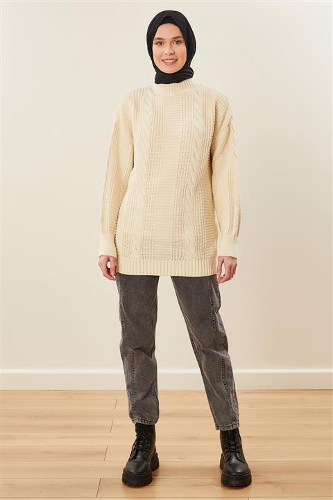 MARKALİSTE Yarım Balıkçı Örgülü Kazak Taş