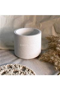 Basic Decor Cool El Yapımı Granit Görünümlü Beton Saksı - Gri