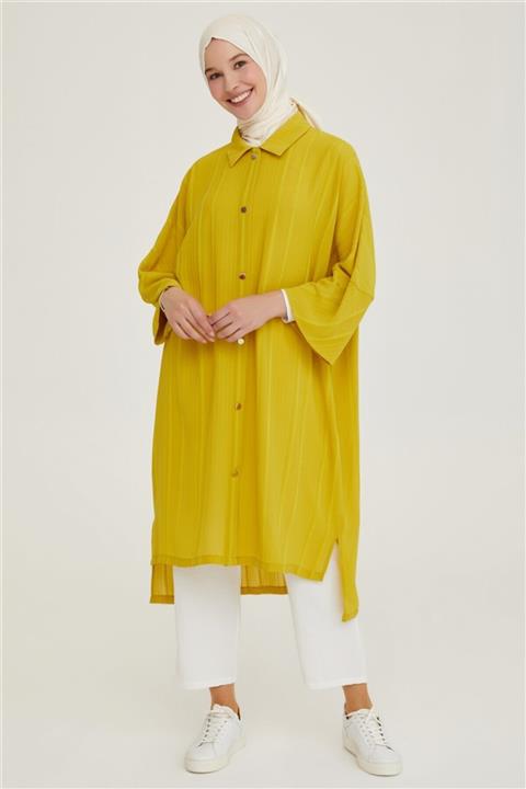 Armine Arkası Tünelli Yakalı Hırka 21y5328 Asit Sarı