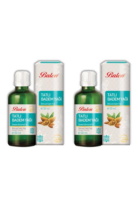 Balen 2 Adet Tatlı Badem Yağı Doğal Saf(Soğuk Pres) 50 ml