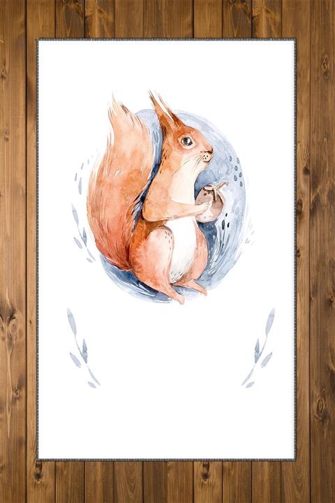 Else Halı Sevimli Sincap Hayvanlı 3d Desenli Bebek Odası Halısı