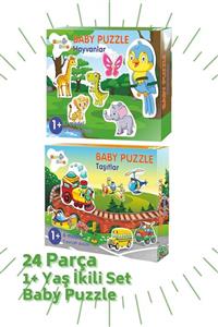 Bonbino Baby Puzzle 2’li Set 24 Parça, 1 Yaş, Hayvanlar Ve Taşıtlar