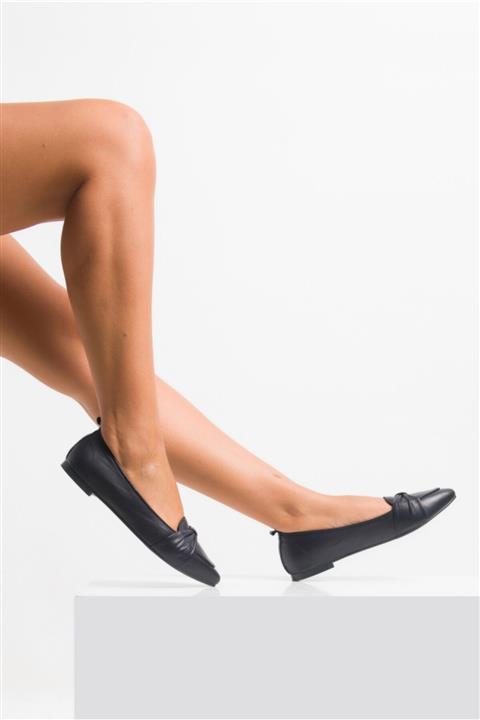 Ataköy Ayakkabı Kadın Lacivert Hakiki Deri Babet