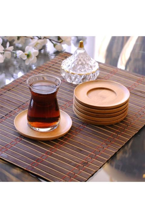 Wow Home Yuvarlak Bambu Çay Tabak 6 Adet