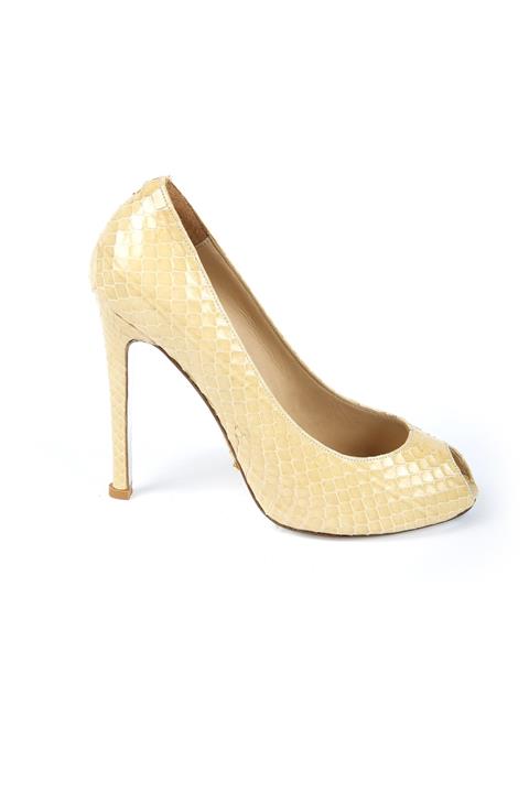 CANES AYAKKABI -- Bej Yılan Badem Burun Ayakkabı