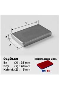 Dünya Magnet Çok Güçlü 40mm X 25mm X 5mm Köşeli Süper Güçlü Neodyum Mıknatıs