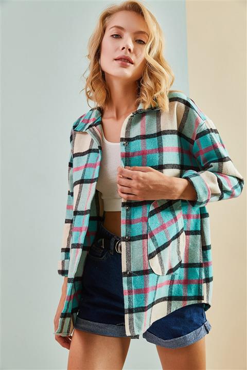 Bianco Lucci Bianco Luccı Kadın Iki Cepli Kaşe Gömlek