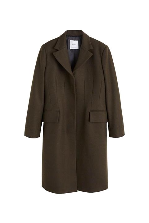 Mango Haki Renk Kalıplı Yün Palto