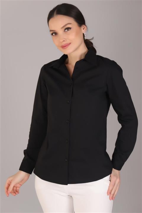 Sweetness Kadın Siyah Likralı Gömlek