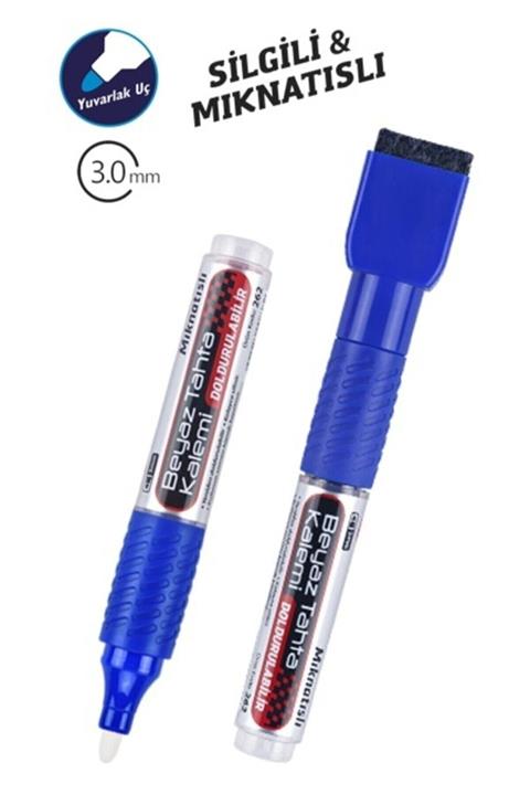 Red Apple Tahta Kalemi Kartuşlu Mıknatıslı Silgili Dolumlu Mavi