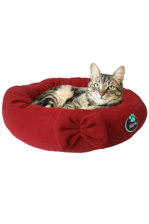 Sdypet Polar Simit Kedi Yatağı & Küçük Irk Köpek Yatağı - Kırmızı - 50cm