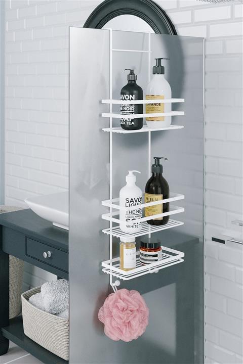 Teknotel Üç Katlı Asmalı Banyo Duş Rafı Beyaz Lm580