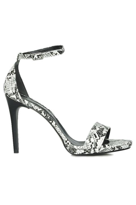 Fitbas 520333 024 Kadın Siyah Beyaz Yılan Topuklu Platform Büyük & Küçük Numara Ayakkabı