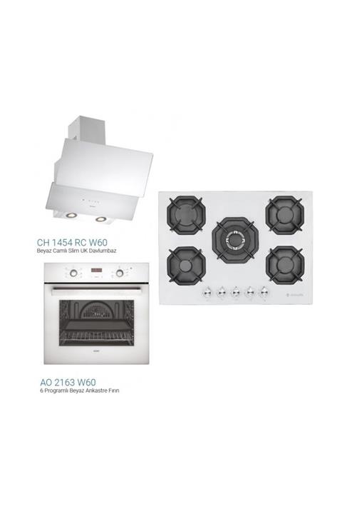 Eminçelik EMİNÇELİK ULTRA LÜX BEYAZ CAM ANKASTRE SET